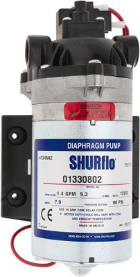 1/10 HP, 3/8 Inlet Size, 3/8 Outlet Size, Demand Switch, Diaphragm Spray Pump