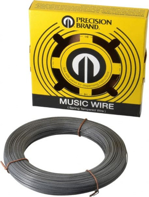 15 Gage, 0.035 Inch Diameter x 306 Ft. Long, High Carbon Steel, Tempered Music Wire Coil
