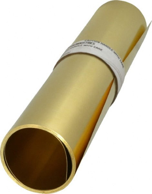 Shim Stock: 0.008'' Thick, 120'' Long, 12" Wide, 260 Alloy Brass