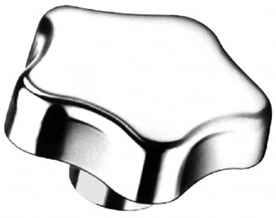Lobed Knob: 40 mm Head Dia, 5 Points, Stainless Steel