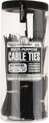 4 to 11 Inch Range, Black Cable Ties