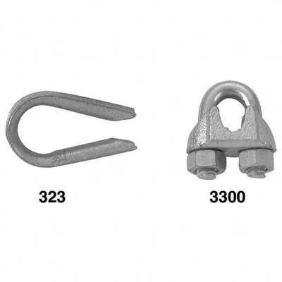 Wire Rope Clip, Thimble Clip & Thimble: 1/8" Rope Dia, Stainless Steel