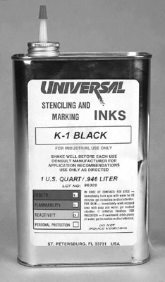 Stencil Inks; Color: Black ; Container Size: 1 Qt. ; Type: Non Porous ; Material: Oil Based
