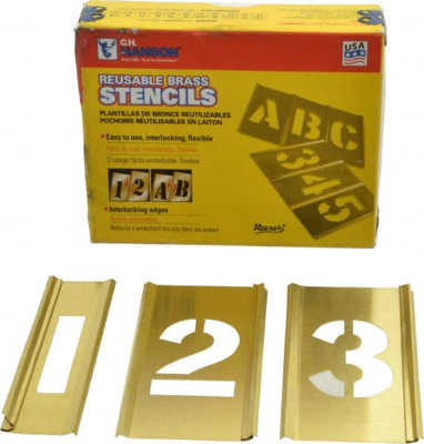 15 Piece, 1-1/2 Inch Character Size, Brass Stencil
