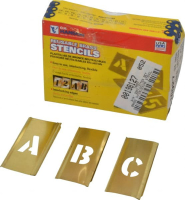 33 Piece, 3/4 Inch Character Size, Brass Stencil