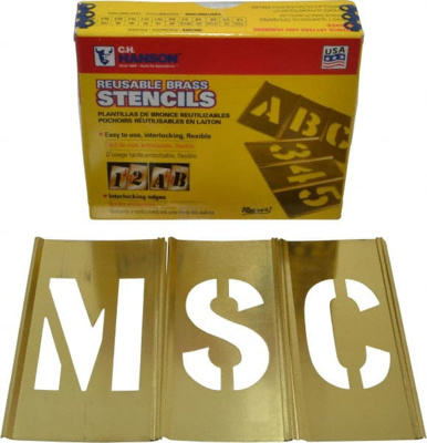 33 Piece, 2-1/2 Inch Character Size, Brass Stencil