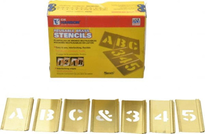 92 Piece, 3/4 Inch Character Size, Brass Stencil