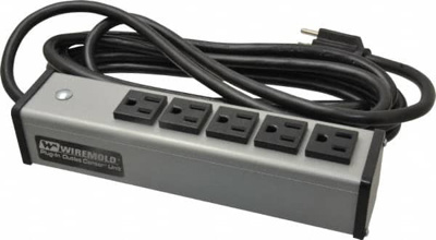 5 Outlets, 120 Volts, 15 Amps, 15' Cord, Power Outlet Strip