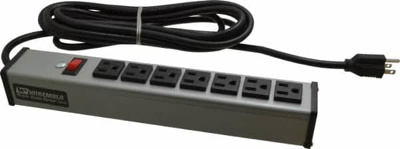 7 Outlets, 120 Volts, 15 Amps, 15' Cord, Power Outlet Strip