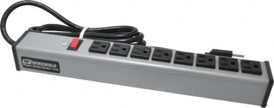 8 Outlets, 120 Volts, 15 Amps, 6' Cord, Power Outlet Strip