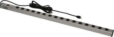 16 Outlets, 120 Volts, 15 Amps, 15' Cord, Power Outlet Strip