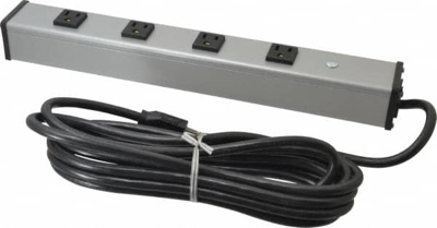 4 Outlets, 120 Volts, 15 Amps, 15' Cord, Power Outlet Strip